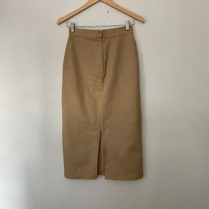 The Frankie Shop The Wave Tan Pencil Midi Skirt